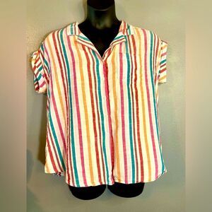 Unique Spectrum striped button up blouse